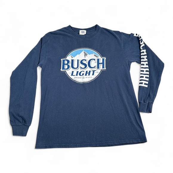 Busch Light Shirt Adult MEDIUM Blue Beer Domestic Brew City Brand - Picture 1 of 7